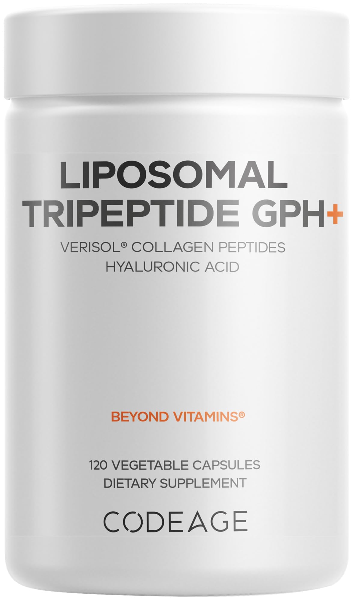 Codeage Liposomal Tripeptide GPH+ Supplement - Verisol Bioactive Beauty Collagen Peptides - Hyaluronic Acid - Skin Structure Support - GPH Tripeptide - Glycine–Proline–Hydroxyproline - 120 Capsules CodeageBuy Supplements Australia