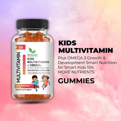Mishas Nutraceuticals Kids Multivitamin Gummies with Omega 3 Fish Oil (EPA/DHA), Vitamin D3, C, B12, B6, Vitamin A, K & Zinc Immune Support MishasBuy Supplements Australia