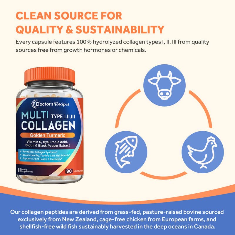 Doctor's Recipes Multi Collagen Complex with Golden Turmeric, Vitamin C, Biotin, Hyaluronic Doctor's RecipesBuy Supplements Australia