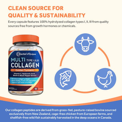 Doctor's Recipes Multi Collagen Complex with Golden Turmeric, Vitamin C, Biotin, Hyaluronic Doctor's RecipesBuy Supplements Australia