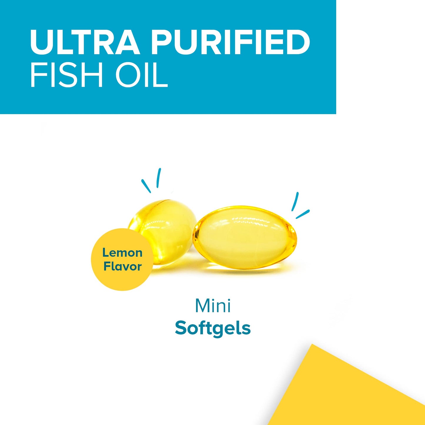 Qunol Fish Oil Omega 3 Mini Softgels, 1000mg Omega 3 EPA + DHA, Ultra Pure Supplements, Heart Health Support, Lemon Flavor