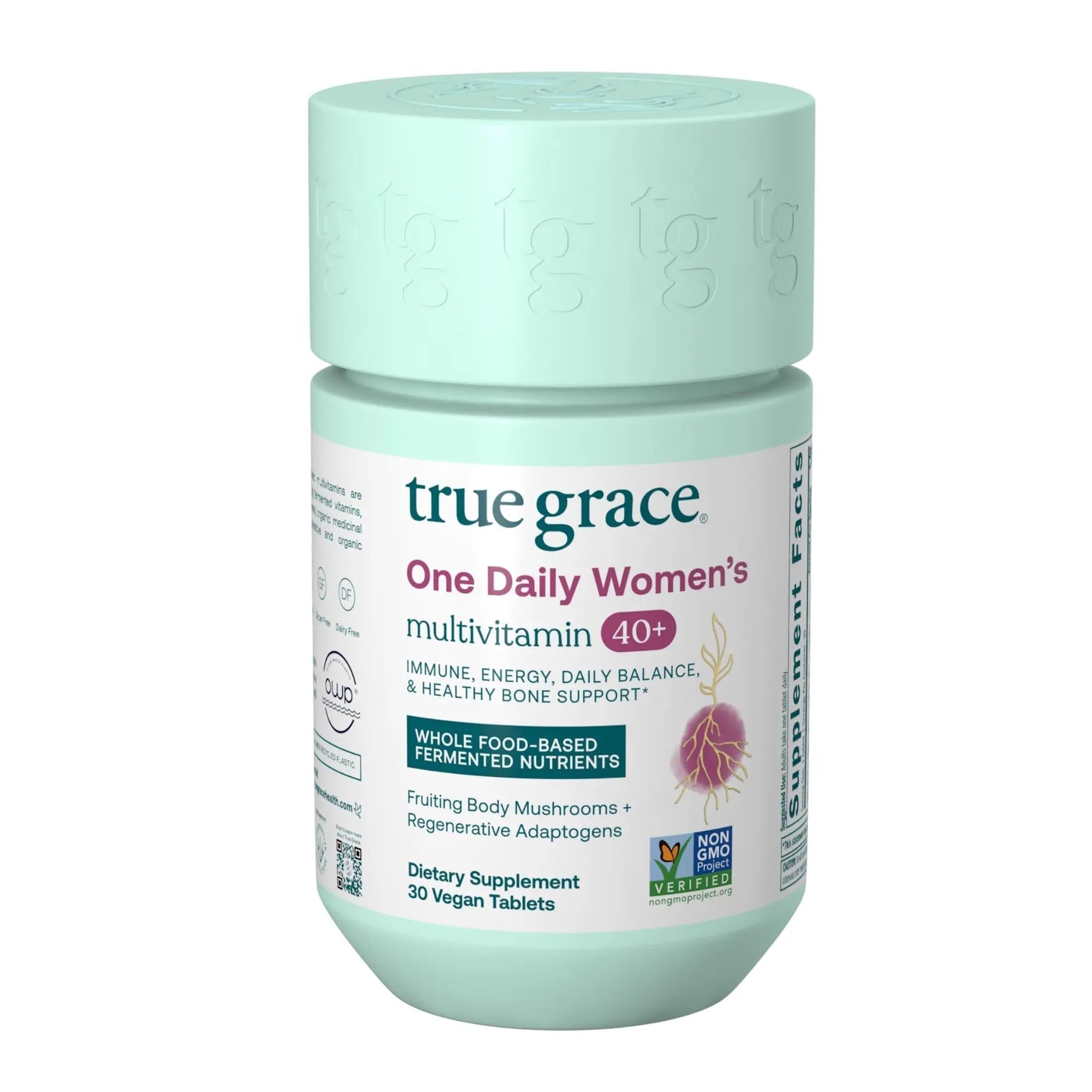 True Grace One Daily Women’s Multivitamin 40+ Fermented Minerals, Organic Adaptogens & Mushrooms Energy, Immune, Bone Support True Grace