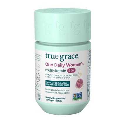 True Grace One Daily Women’s Multivitamin 40+ Fermented Minerals, Organic Adaptogens & Mushrooms Energy, Immune, Bone Support True Grace