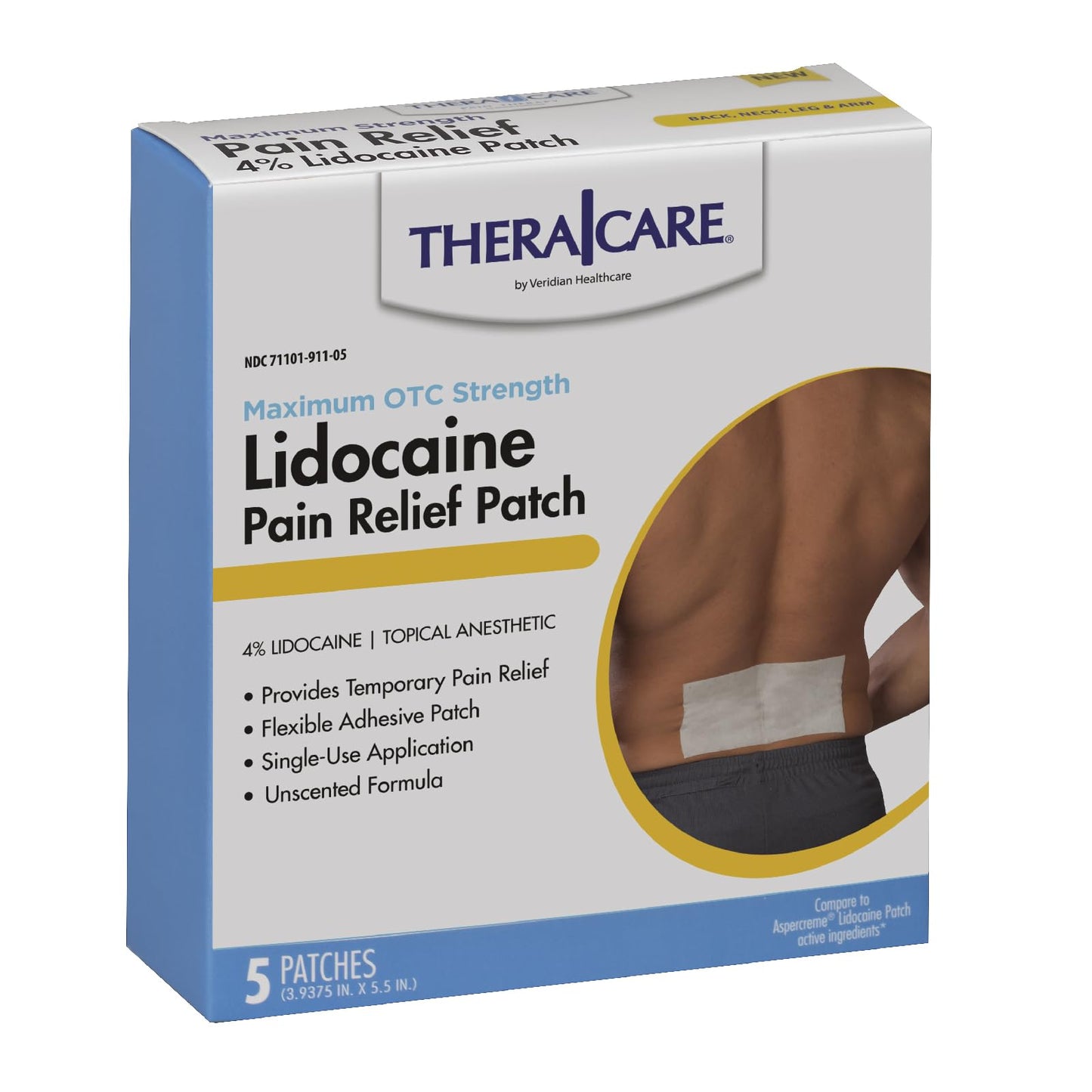 Thera|Care Pain Relief Patch | 4% Lidocaine Patch | 3.9” x 5.5” | 5-Count Box Thera CareBuy Supplements Australia