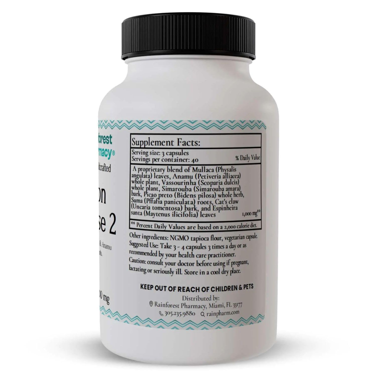 Rainforest Pharmacy N-Tense (2) Wildcrafted Amazon Rainforest Herbal Supplement to Support Cellular Health 500mg | 120 Vegetable Capsules with Mullaca, Anamu, Cat’s Claw, Suma Rainforest PharmacyBuy Supplements Australia