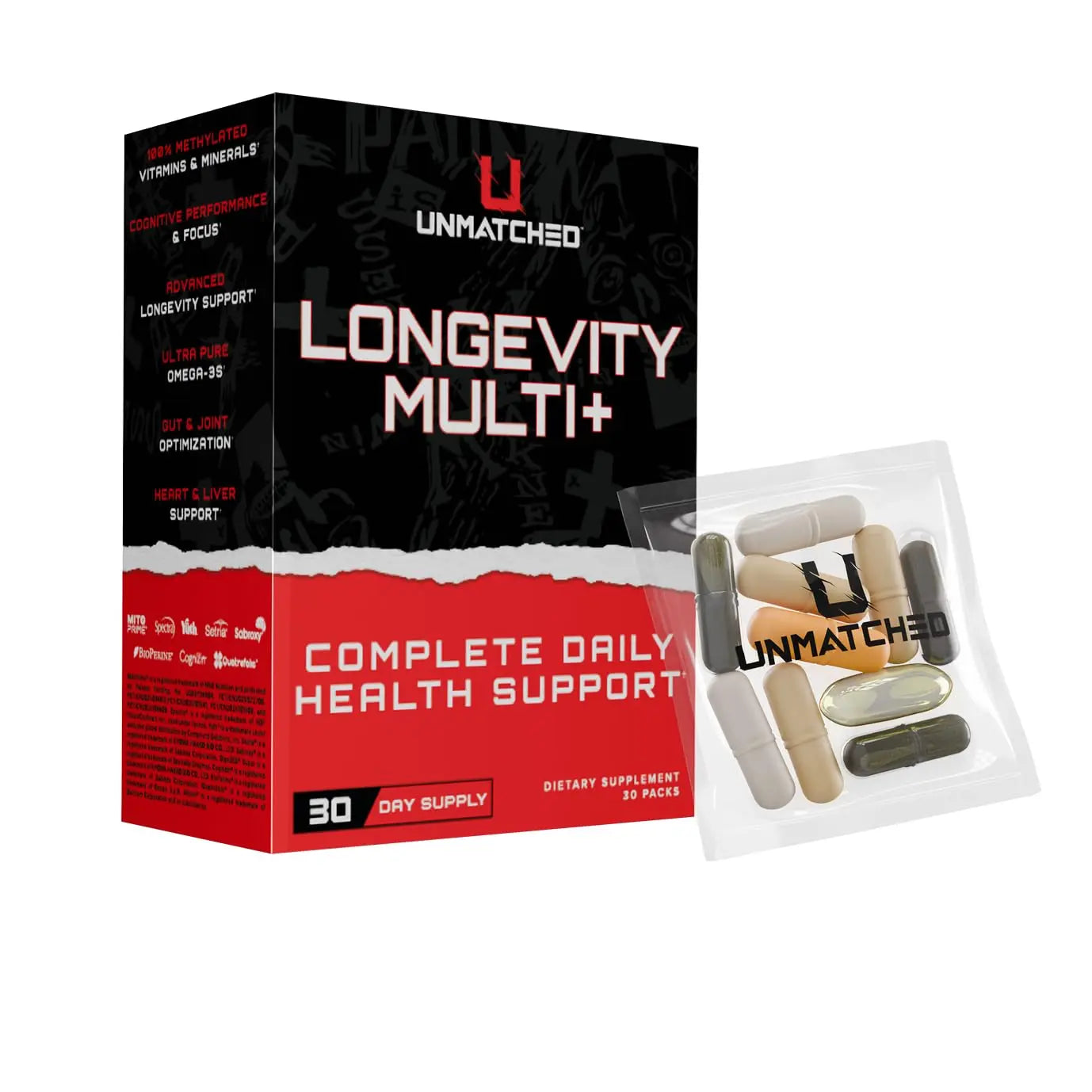 Unmatched Longevity Multi+ | Complete Daily Health Support | Methylated Vitamins & Minerals, Omega-3s, Nootropics, & Longevity Agents | UnmatchedBuy Supplements Australia