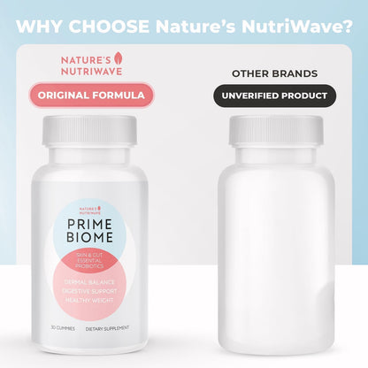 Nature’s NutriWave PrimeBiome Probiotic Gummies – Plant-Based Blend with Inulin, Lion’s Mane, Ginger & More– Non-GMO, No Stimulants,