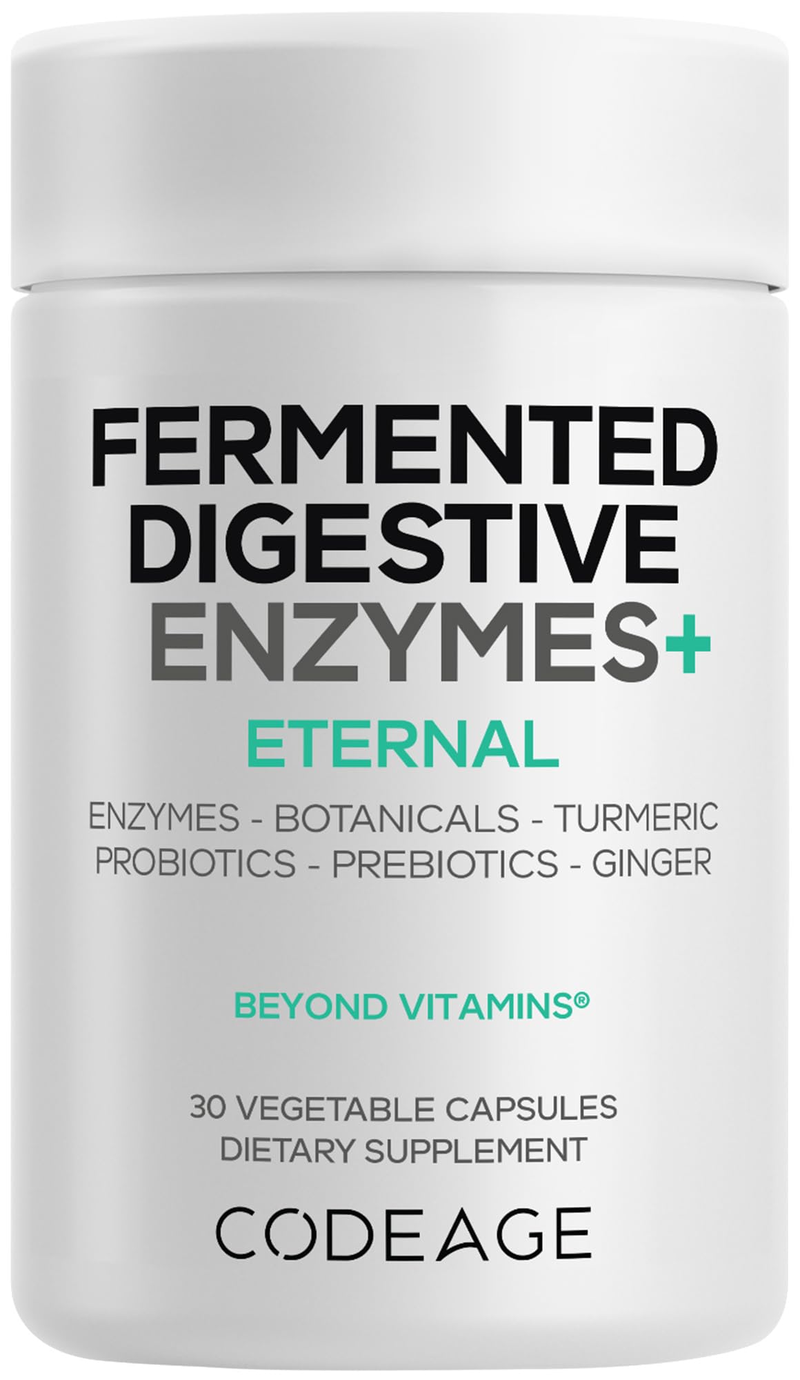 Codeage Fermented Digestive Enzymes Supplement - 14 Digestive Enzymes, Probiotics, Prebiotics, Fermented Botanicals, Plant-Based Multi Pancreatic Enzymes - 1 Capsule a Day - 30 Capsules CodeageBuy Supplements Australia