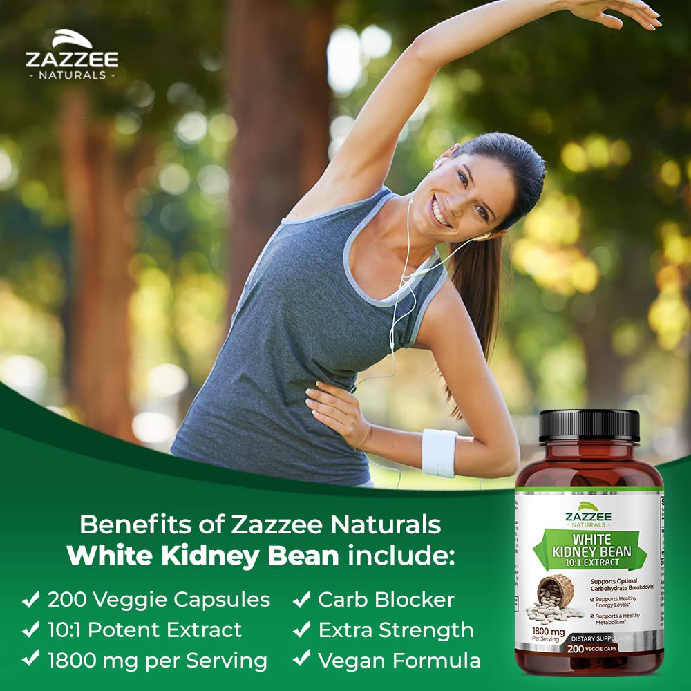 Zazzee White Kidney Bean 10:1 Extract, 18,000 mg Strength, 200 Vegan Capsules, Over 2 Month Supply ZazzeeBuy Supplements Australia