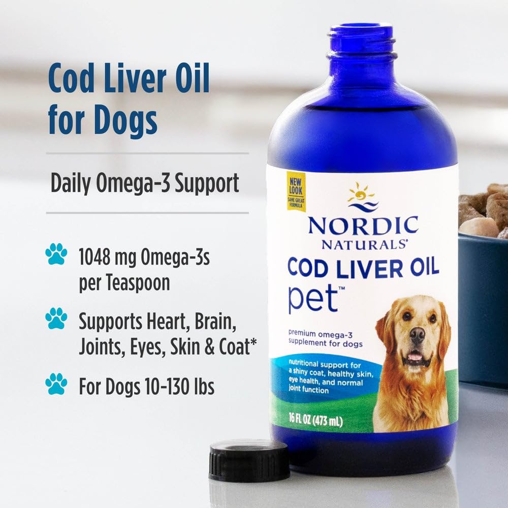 Nordic Naturals Pet Cod Liver Oil, Unflavored - 16 oz - 1048 mg Omega-3 Per Teaspoon - Fish Oil for Dogs with EPA & DHA - Promotes Skin, Coat, & Immune Health Nordic NaturalsBuy Supplements Australia