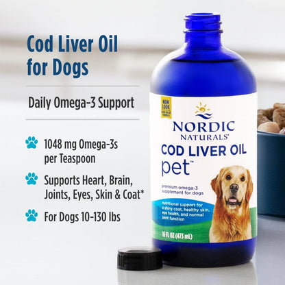Nordic Naturals Pet Cod Liver Oil, Unflavored - 16 oz - 1048 mg Omega-3 Per Teaspoon - Fish Oil for Dogs with EPA & DHA - Promotes Skin, Coat, & Immune Health Nordic NaturalsBuy Supplements Australia