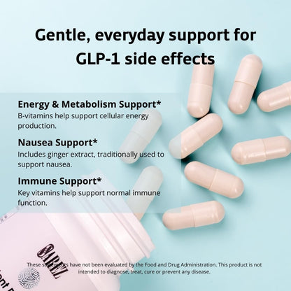 Sarez GLP-1 Support Capsules — Methylated Vitamins & Chelated Minerals — Energy, Metabolism, Hair & Daily Nutrient Support — with Ginger for Nausea — Gentle on Stomach — 30 Day Supply SarezBuy Supplements Australia