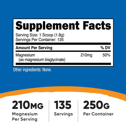 Nutricost Magnesium Glycinate Powder (250 Grams) (Unflavored) NutricostBuy Supplements Australia