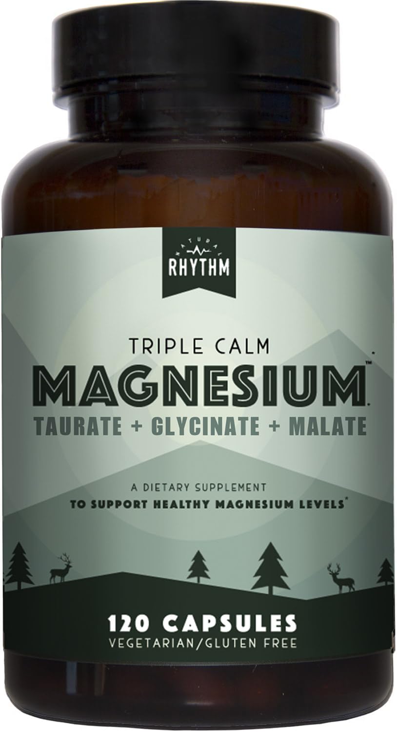 Natural Rhythm Triple Calm Magnesium Complex - 120 Capsules, Chelated Magnesium Glycinate, Taurate & Malate, High Absorption Supplement for Sleep, Stress, Muscle & Heart Support, Non-GMO, Vegan Natural RhythmBuy Supplements Australia