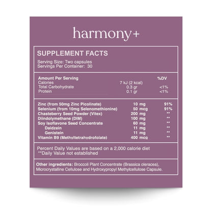 reset wellness Harmony+ | Vitex, DIM, Soy Isoflavones, Methylfolate & Selenium | Supports Women’s Hormonal Balance, Cycle Regulation & Mood Stability | 60 Capsules reset wellnessBuy Supplements Australia