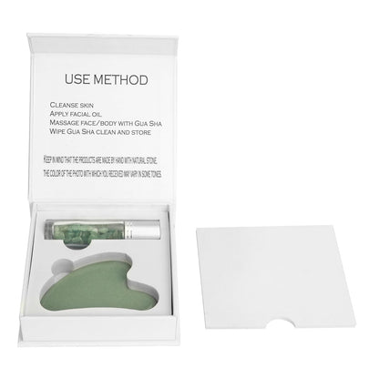 Padime 2 pcs | Premium Set | Real Jade Gua Sha Tool for Facial Skin Care + Glass Bottle for Your Oil PadimëBuy Supplements Australia
