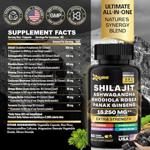Zoyava Shilajit Pure Himalayan 9000MG,Energy Booster Ashwagandha 2000MG ZoyavaBuy Supplements Australia