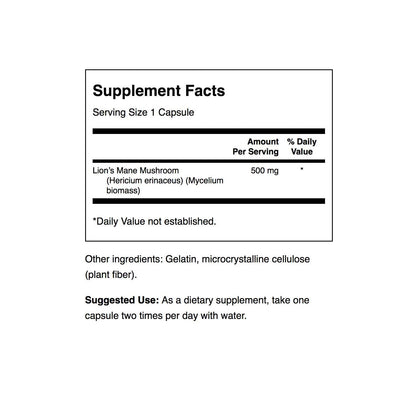 Swanson Lion's Mane Mushroom Capsules - 500 mg Each, 60 Capsules -