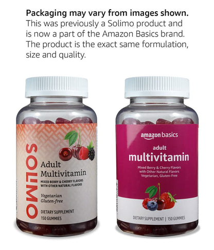 Amazon Basics Adult Multivitamin Gummies, Mixed Berry & Cherry, 150 Gummies, 75-Day Supply, Pack of 1 (Previously Solimo) Amazon BasicsBuy Supplements Australia