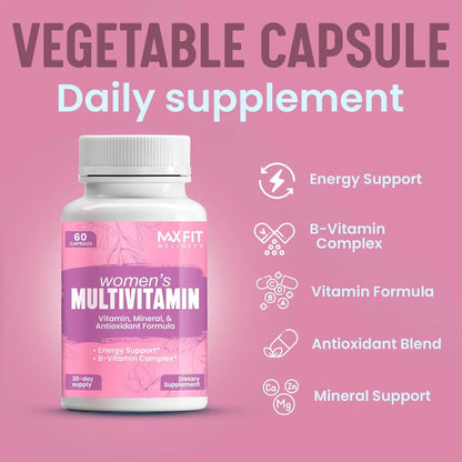 Women's Multivitamin – Complete Multivitamin for Women 50+ with Essential Vitamins A, B, C, D, E, Calcium & Iron – Supports Energy MAX FIT