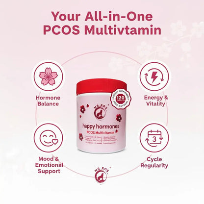 Mr Ros PCOS Multivitamin for Women – Happy Hormones Formula – Myo & D-Chiro Inositol 40:1, Omega-3, Vitamin D3, Zinc & Magnesium Mr Ros