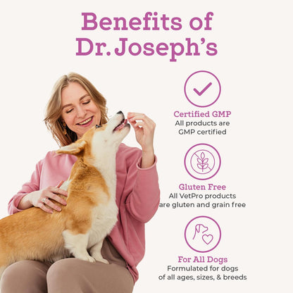 Dr. Joseph's VetPro Complete Dog Hip & Joint Supplement for Arthritis Pain Relief – High-Strength Glucosamine & Chondroitin Chews for Senior Dogs – Vet Formulated Daily Treats, Chicken Flavor, 60 Ct VetPro CompleteBuy Supplements Australia