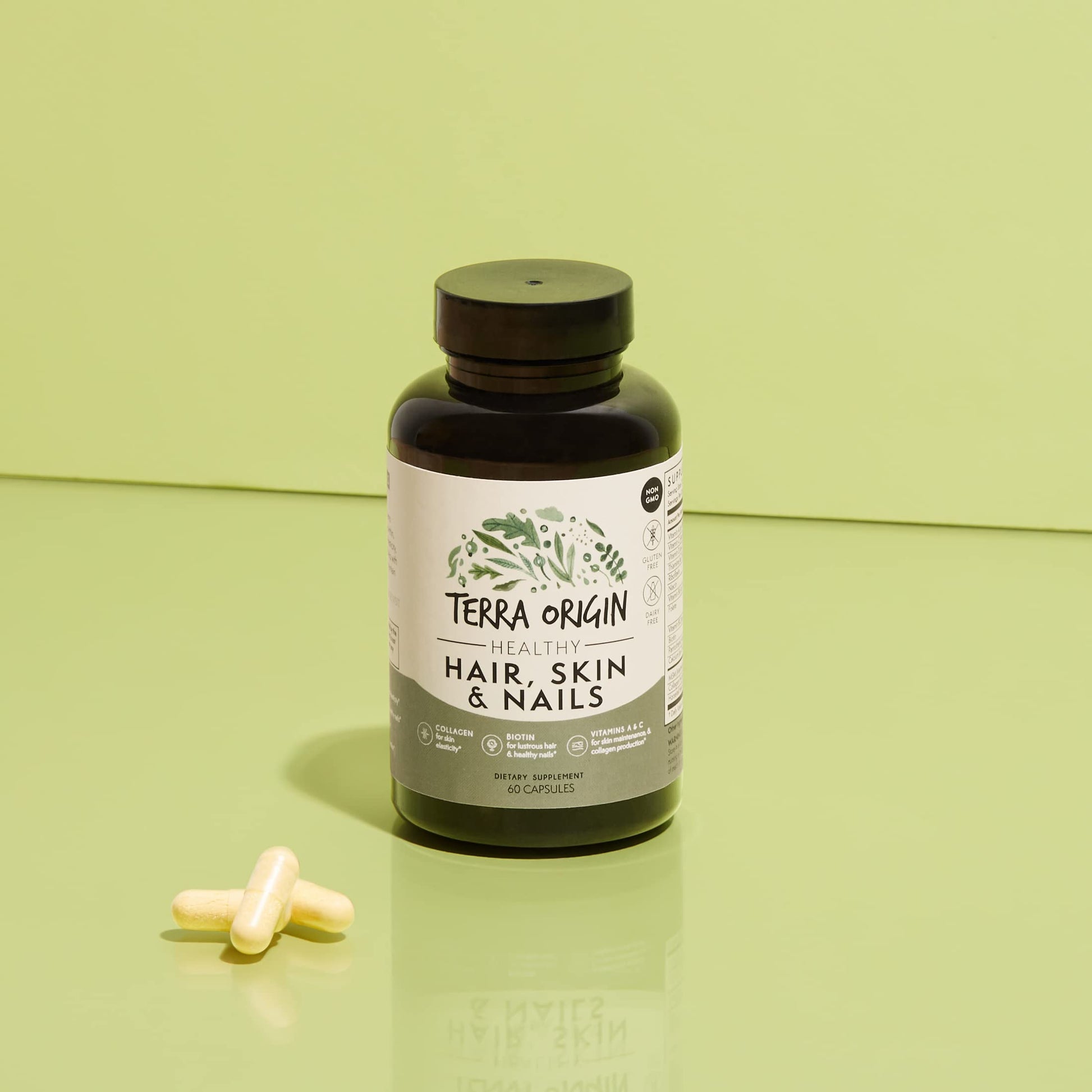 TERRA ORIGIN Healthy Hair, Skin and Nails Supplement | Collagen, Biotin, Horsetail & B-Complex | Supports Hair Strength, Skin Elasticity & Nail Growth | Vitamins for Women and Men | 60 Capsules TERRA ORIGINBuy Supplements Australia
