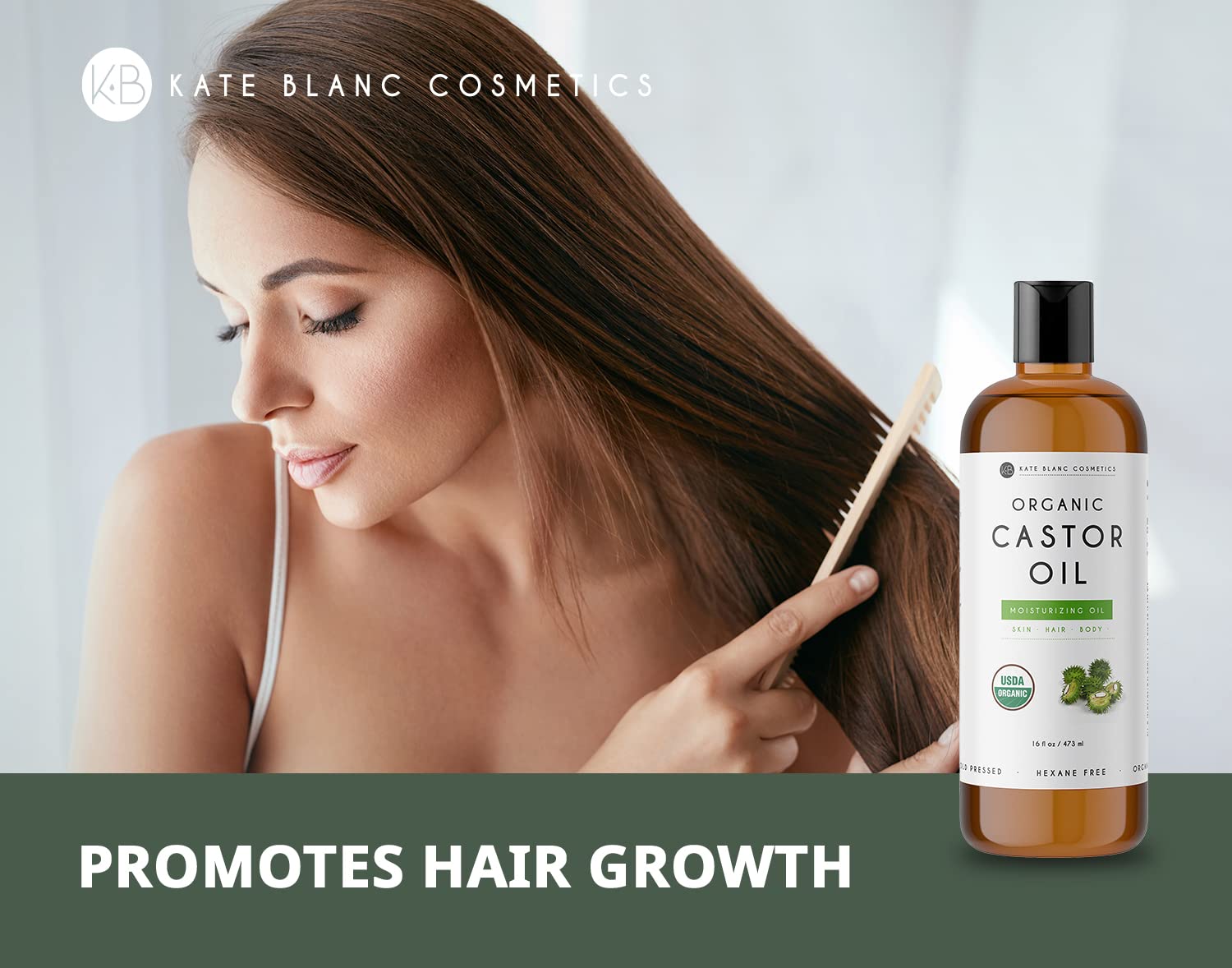 Kate Blanc Cosmetics Castor Oil 16oz - USDA Certified Organic. Cold-Pressed, 100% Pure Kate Blanc CosmeticsBuy Supplements Australia