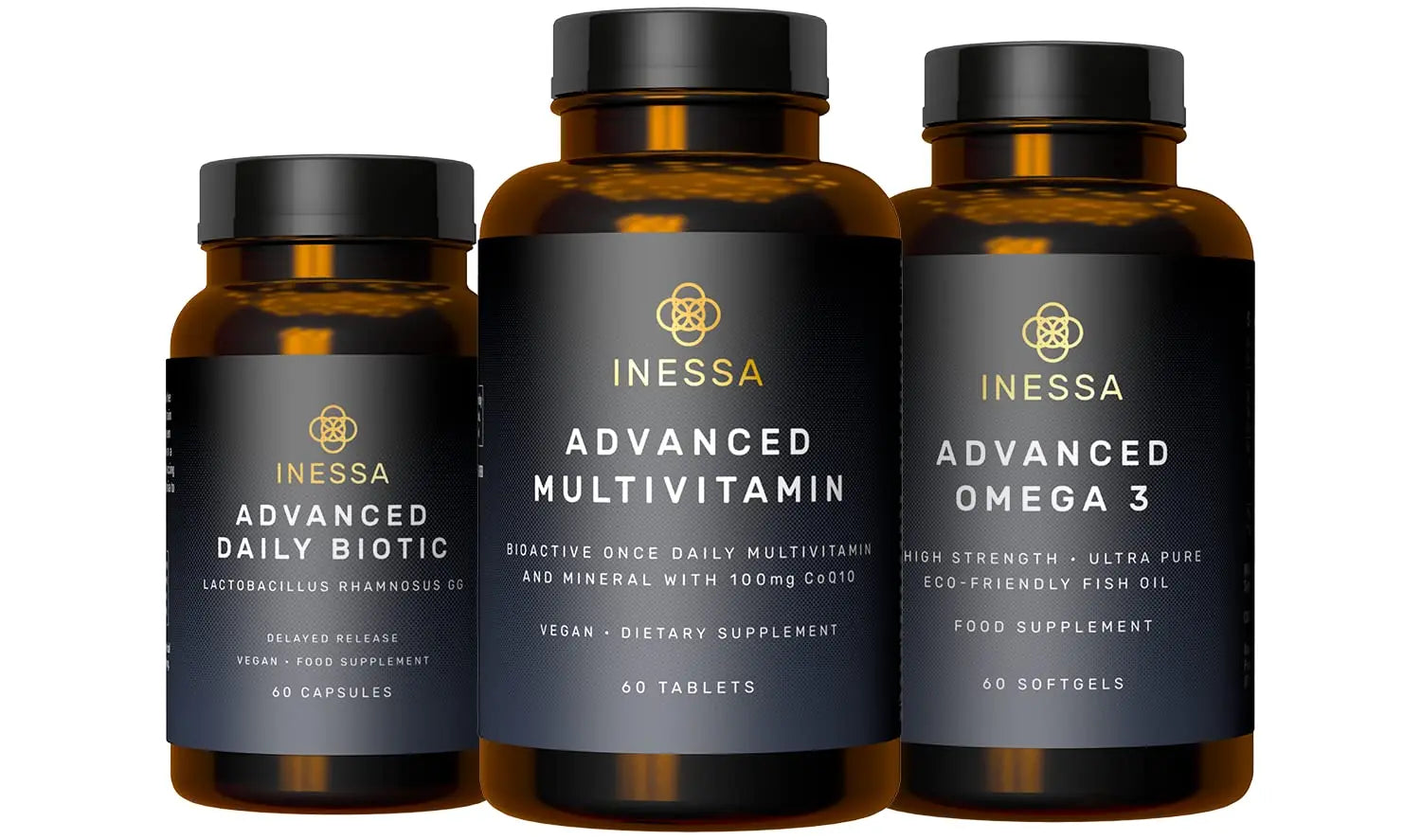 Inessa Essential Wellness Bundle | Multivitamin, Probiotic & Omega 3 Produced to a Clinical Grade for Optimal Wellness for Men and Woman InessaBuy Supplements Australia