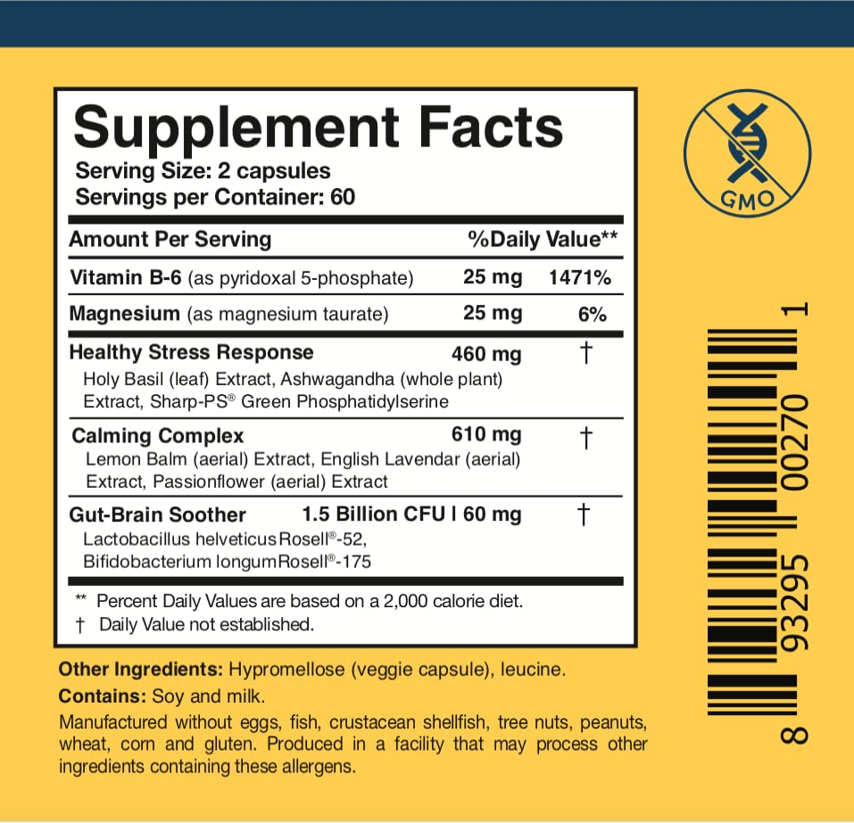 Researched Nutritionals AnxiaEase - Stress, Cortisol Management & Mood Support Supplement - Botanicals, Vitamin B6, Magnesium & 'Psychobiotic' Probiotic Strains (120 Capsules) Researched NutritionalsBuy Supplements Australia