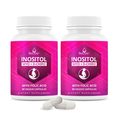 Myo-Inositol & D-Chiro Inositol Capsules with Folic Acid for PCOS | Prenatal Fertility 