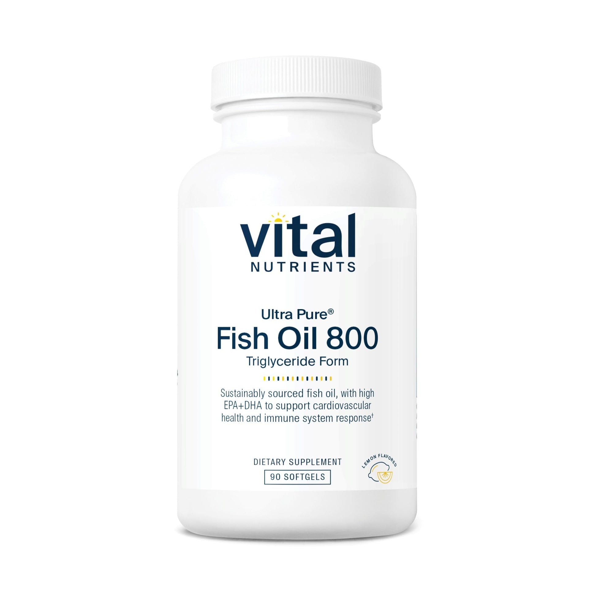 Vital Nutrients Ultra Pure® Fish Oil 800 Triglyceride Form - Heart, Brain, & Immune Health* - Sustainably Sourced High EPA & DHA Omega-3 Fatty Acid - Lemon Flavor - Gluten, Dairy, Soy Free - 90 Count Vital NutrientsBuy Supplements Australia