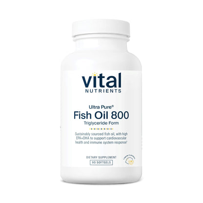 Vital Nutrients Ultra Pure® Fish Oil 800 Triglyceride Form - Heart, Brain, & Immune Health* - Sustainably Sourced High EPA & DHA Omega-3 Fatty Acid - Lemon Flavor - Gluten, Dairy, Soy Free - 90 Count Vital NutrientsBuy Supplements Australia
