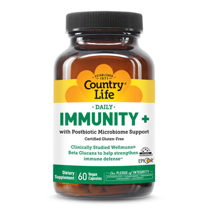 Country Life Immunity+ Supplement, 60 Capsules - Supports Immune and Gut Health - for Men and Women - Clinically Studied Ingredients, Vegan, Gluten Free, Certified B Corporation Country LifeBuy Supplements Australia