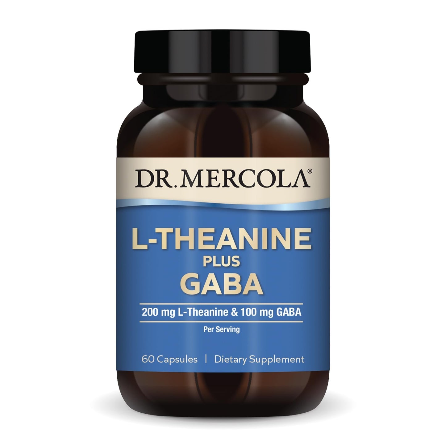 Dr. Mercola L-Theanine Plus GABA - Supports Relaxation - Focus & Cognitive Function - Stress Support Supplement - 200 mg L-Theanine - 100 mg GABA - 60 Capsules Dr. MercolaBuy Supplements Australia