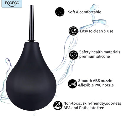 Enema Bulb 7.6oz Douche Enema Kit Includes 4 Nozzles for Women & Men Black with Storage Bag FOOFOOBuy Supplements Australia