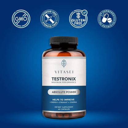 VITASEI Testronix Performance Supplement for Men - Energy and Muscle Supplements for Mens Health - 60 Capsules (Pack of 2) VITASEIBuy Supplements Australia