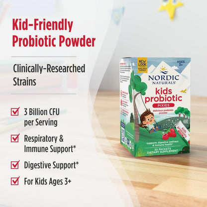 Nordic Naturals Kids Probiotic Quick Melt Powder, Mixed Berry - 30 Packets - 3 Billion CFU - Digestive Wellness, Immune Support - Non-GMO, Vegan - 30 Servings Nordic NaturalsBuy Supplements Australia