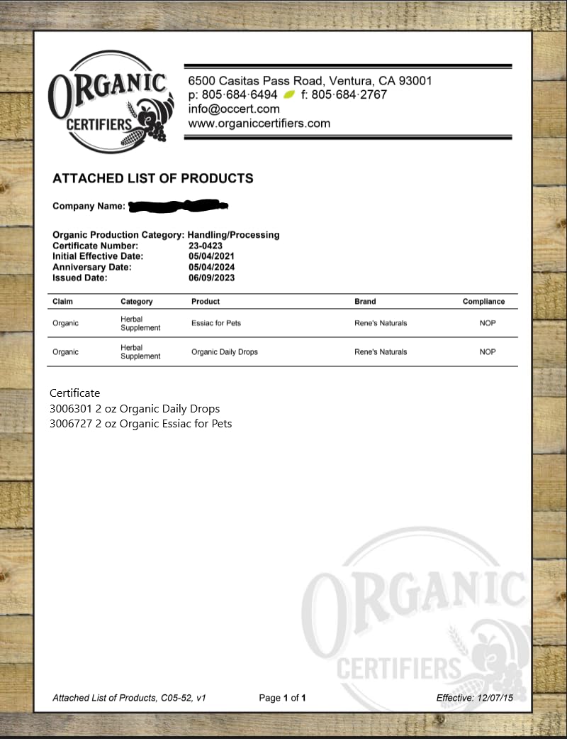 Essiac Original Tea USDA Organic Daily Drops for Enhanced Lymphatic Drainage and Immune Support | Alcohol Free Concentrated Formula | 2oz (59ml) EssiacBuy Supplements Australia