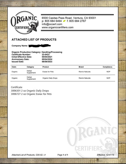 Essiac Original Tea USDA Organic Daily Drops for Enhanced Lymphatic Drainage and Immune Support | Alcohol Free Concentrated Formula | 2oz (59ml) EssiacBuy Supplements Australia