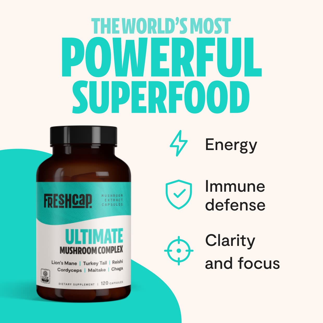 FreshCap Ultimate Mushroom Complex - Lions Mane, Reishi, Cordyceps, Chaga, Turkey Tail FreshCap MushroomsBuy Supplements Australia