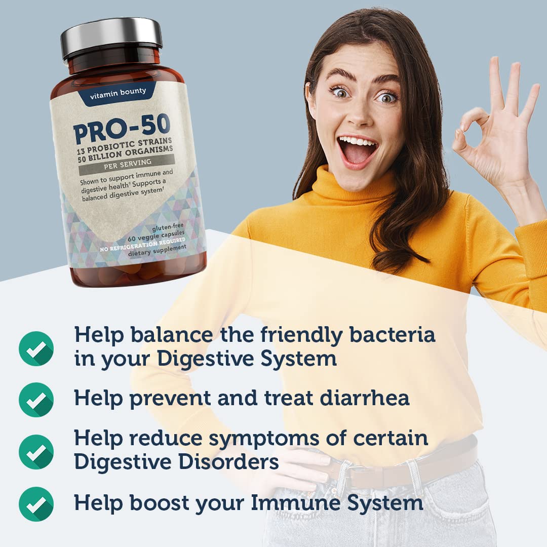 Vitamin Bounty Pro-50 Probiotics Supplement- 13 Probiotic Strains, Gut Health Vitamin BountyBuy Supplements Australia