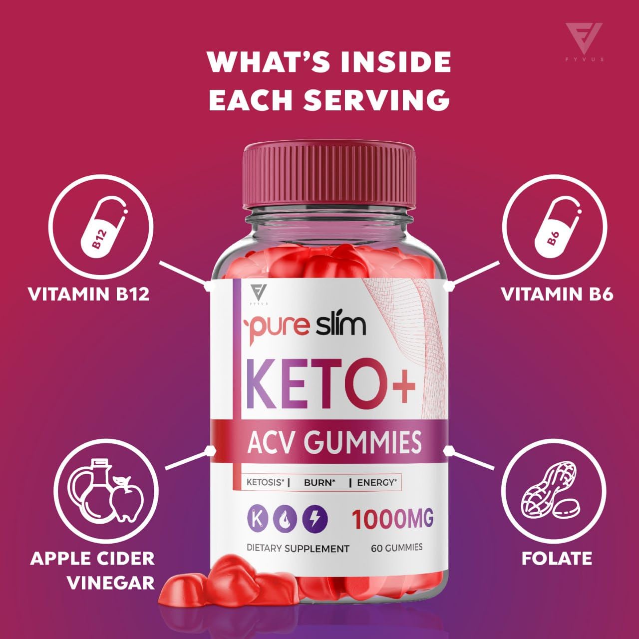 (5 Pack) Pure Slim Keto ACV Gummies, Pure Slim Keto ACV Gummies Advanced Weight Loss FyvusBuy Supplements Australia