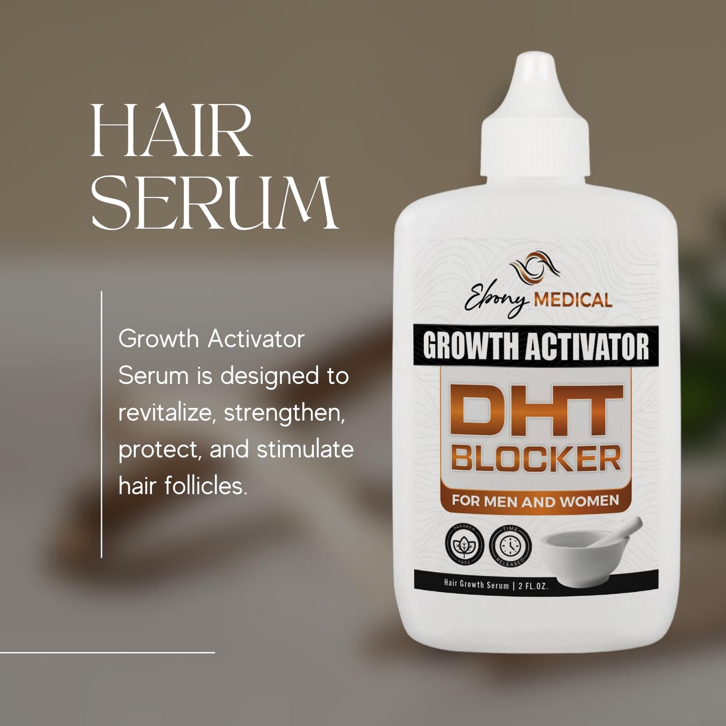 Ebony Medicals DHT Blocker Hair Growth Serum - Hair Loss Supplement, Supports Natural Regrowth Natural CurvesBuy Supplements Australia