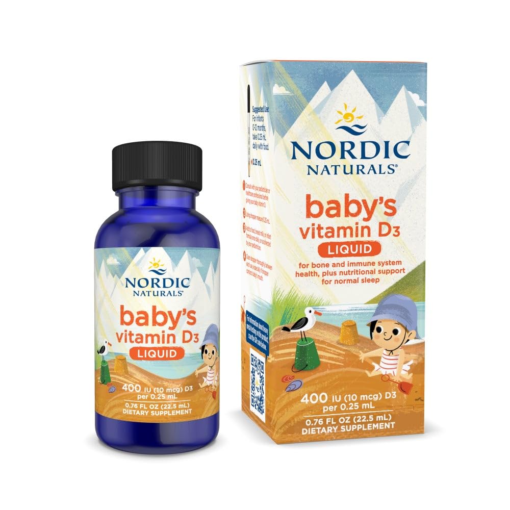 Nordic Naturals Baby’s Vitamin D3, Unflavored - 0.76 oz - 400 IU Vitamin D3 - Healthy Bones, Immune System Support, Normal Sleep Rhythms - Non-GMO, Certified Vegetarian - 90 Servings Nordic NaturalsBuy Supplements Australia
