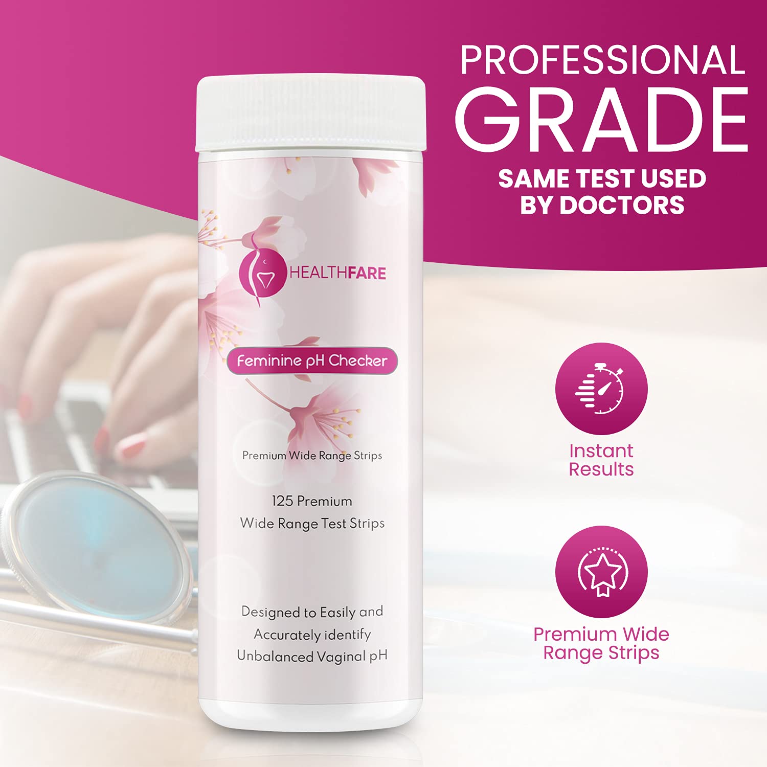 Healthfare Feminine pH Checker Test Strips to Monitor Intimate Health, Balance pH Level 3.0-5.5 HealthfareBuy Supplements Australia