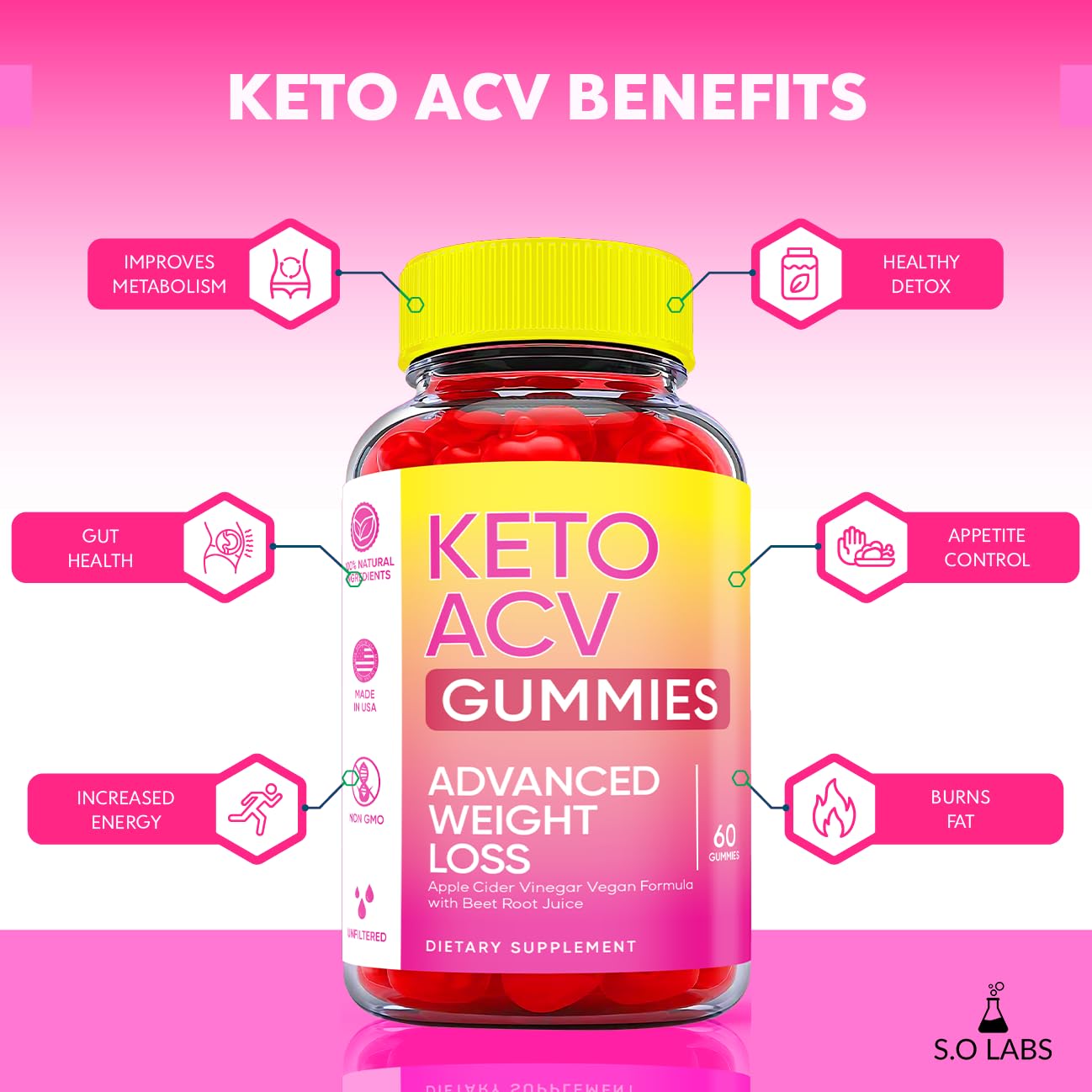 Keto ACV Gummies Advanced Weight Loss, ACV Supplement Work Fast Women Plus Men (2 Pack) S.O LabsBuy Supplements Australia