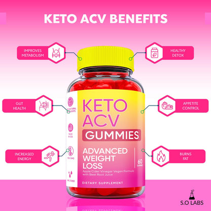 Keto ACV Gummies Advanced Weight Loss, ACV Supplement Work Fast Women Plus Men (2 Pack) S.O LabsBuy Supplements Australia