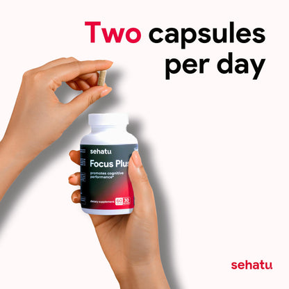 SEHATU Focus Plus Cognitive Performance Enhancer | with N-Acetyl L-Tyrosine, DMAE Bitartrate, GABA, Glutamic Acid | Boosts Focus, Enhances Memory, Supports Brain Health | 60 Count | 30 Day Supply SEHATUBuy Supplements Australia