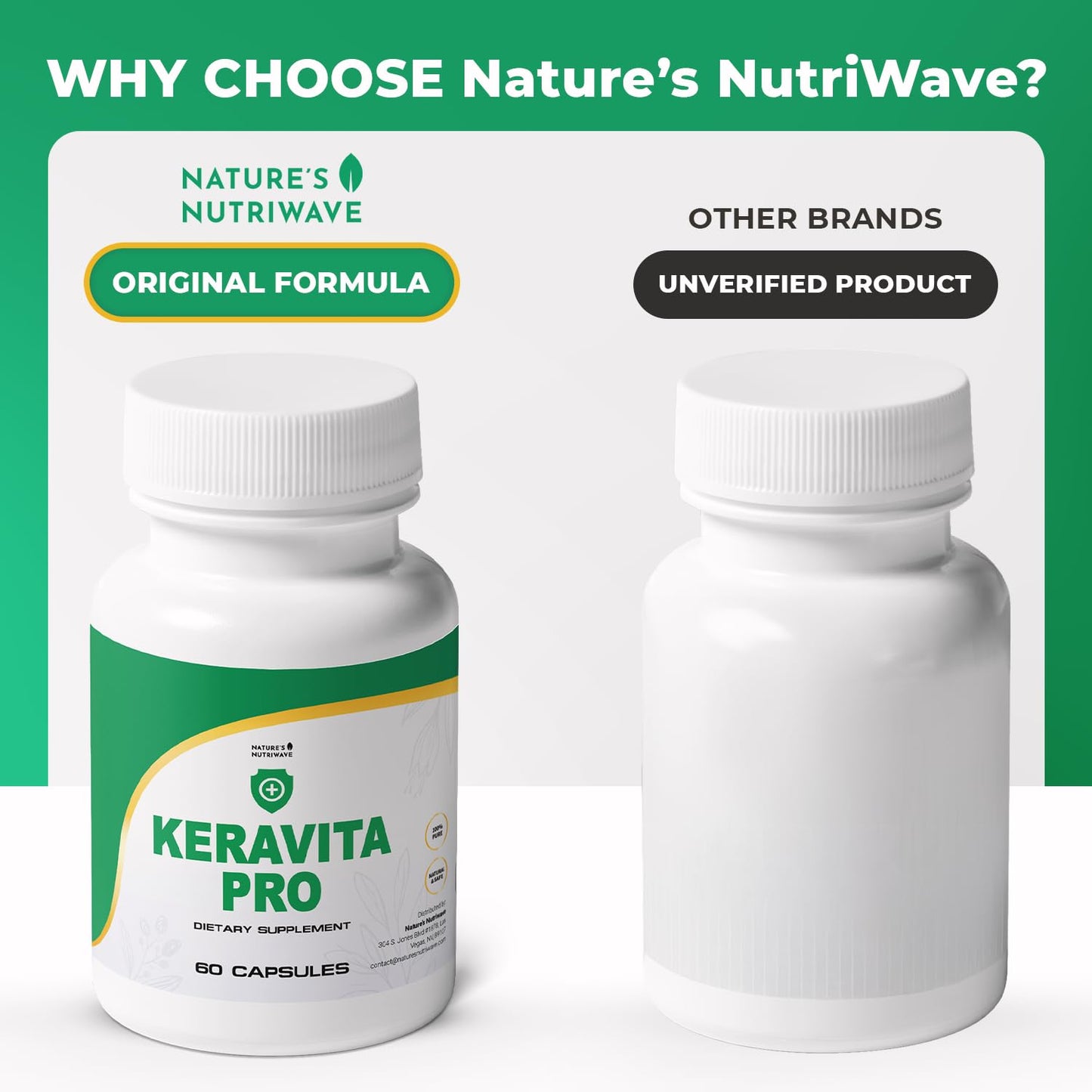 Keravita Pro - Natural Supplement with Vitamins C, Vitamin E, Green Tea, Turmeric & Mushroom for Hair & Nail | Non-GMO, Stimulant-Free | Made in the USA, GMP-Certified | 60 Capsules - 1 Month Supply Nature’s NutriWaveBuy Supplements Australia
